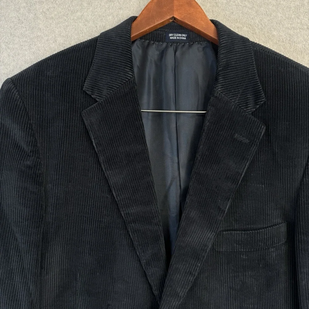 Meeting Street 100%‎ Cotton Corduroy Blazer Navy Blue Size 44L Two-Button Jacket